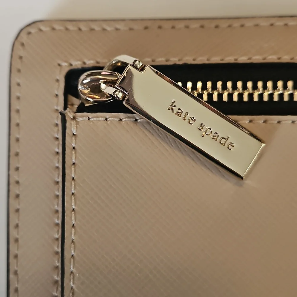 NWT Kate Spade Cameron Slim Bifold Wallet Warm Beige Multi Colorblock WLR00122